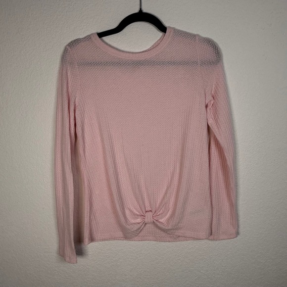 Cat & Jack Other - Cat & Jack Girls Pink Waffle Knit Long Sleeve Tie Front Top XL (14/16)